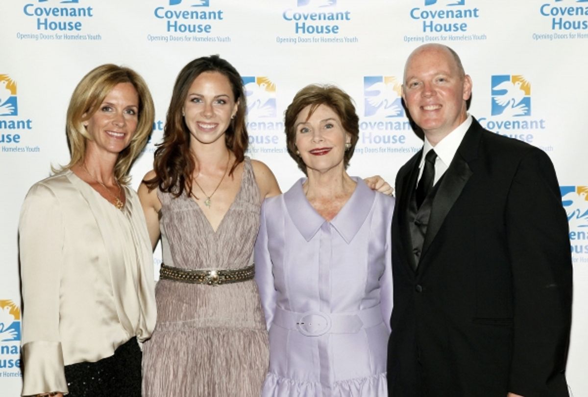 Covenant House chairperson, Priscilla 'Bo' Marconi; board member Barbara Bush; former First Lady Laura Bush; and Covenant House  President Kevin Ryan. at 